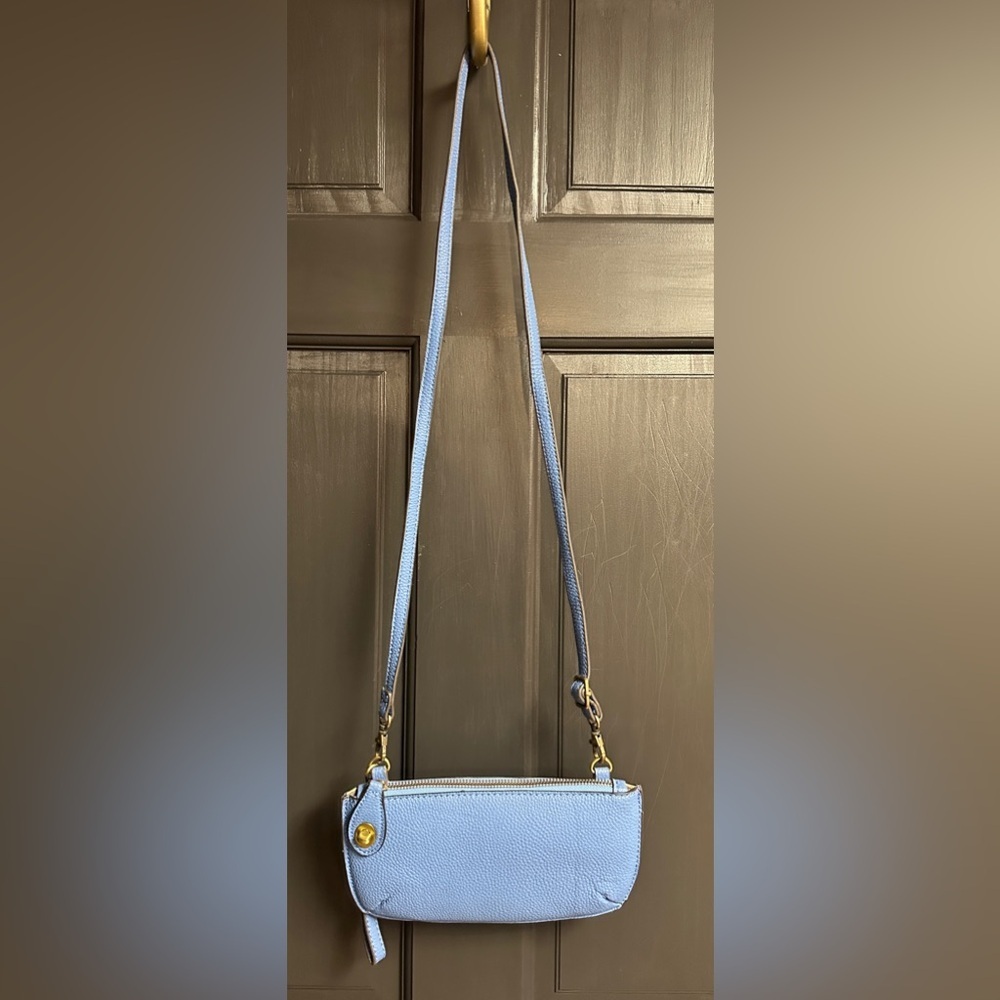 Joy Susan Blue Faux Leather Top Zip Close Multi Strap Crossbody/Wristlet/Wallet